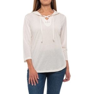 Woolrich Park Rapids Eco Rich Hoodie Ivory Lace Up Wool Blend Women's Top Size M